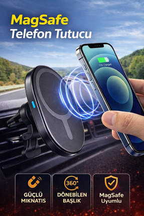Dexmon Araç İçi MagSafe Telefon Tutucu Güçlü Mıknatıslı 360° Dönebilen Havala...