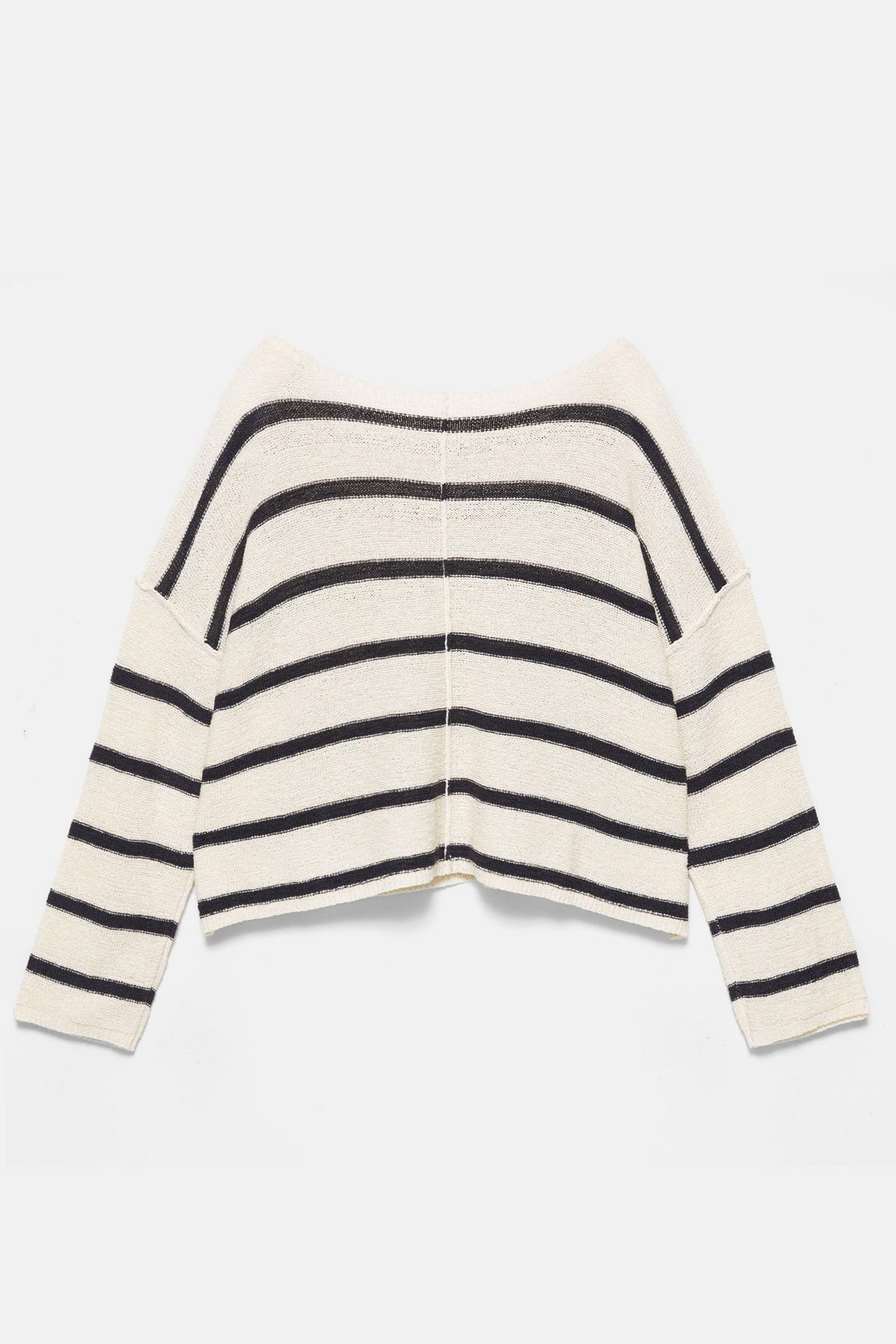 Pull & Bear  Dikiş detaylı çizgili kazak - Görsel 6