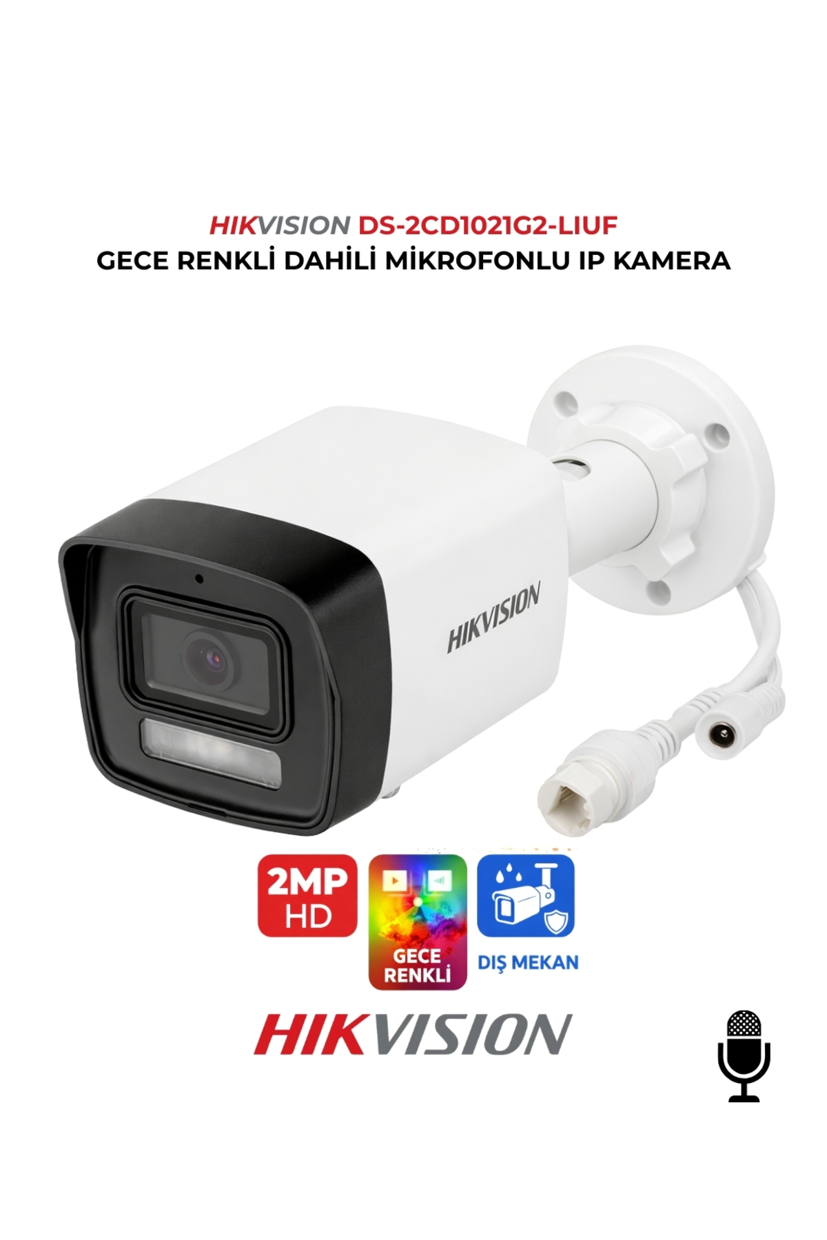 Hikvision DS-2CD1021G2-LIUF 2MP Hybrid Light Dahili Mikrofonlu IP Kamera - Fiyatı, Yorumları