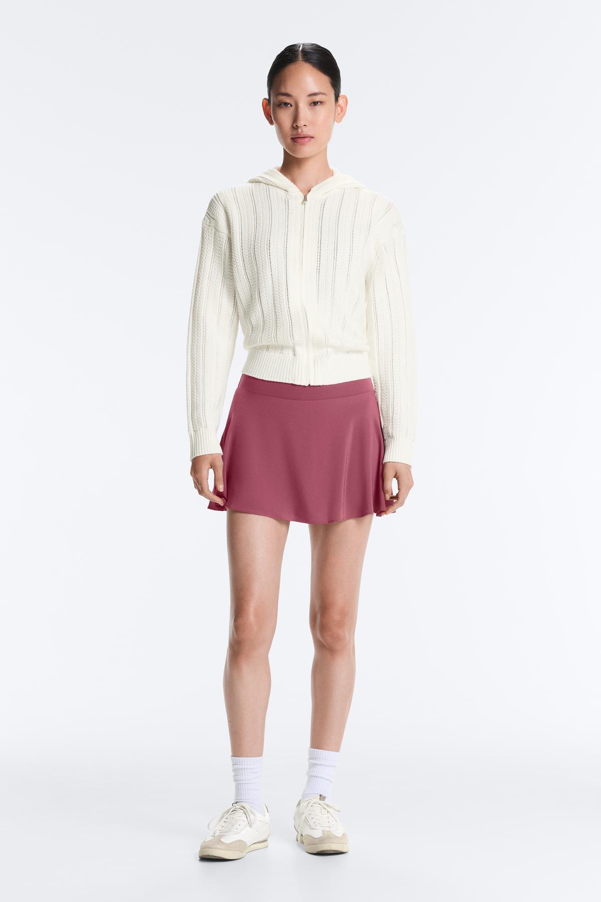 Oysho  Kapüşonlu ajur örgü ceket - Görsel 2