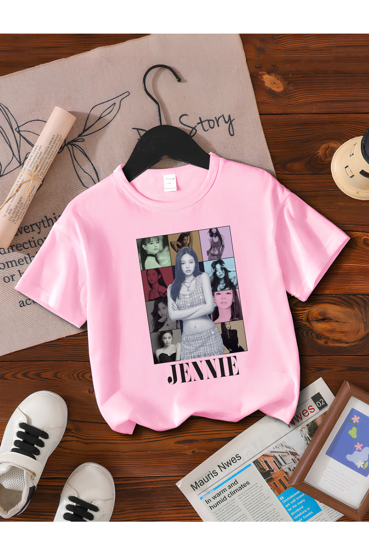 JENNIFER FROM BLACKPINK PRINTED 100% COTTON REGULAR MOLD CHILDREN AND YOUNG TSHIRT