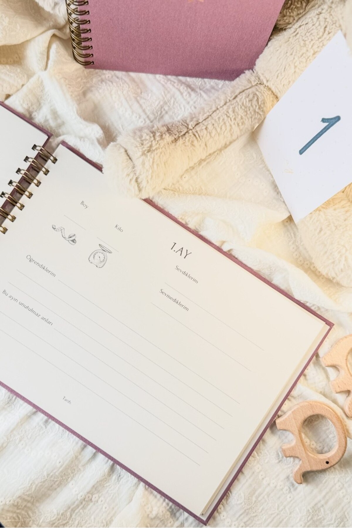Martius Art Bebek Anı Defteri ve Anne Hamile Günlüğü Seti / 0-3 Yaş Bebek Ajandası / Leylak Keten Yaldız Tasarım fotoğrafı 6 (önizleme)