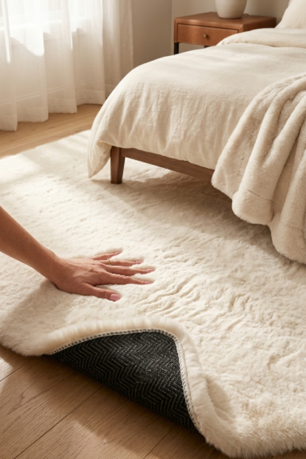 High Quality Extra Soft Anti-Slip Rabbit Plush Rug with Special Base