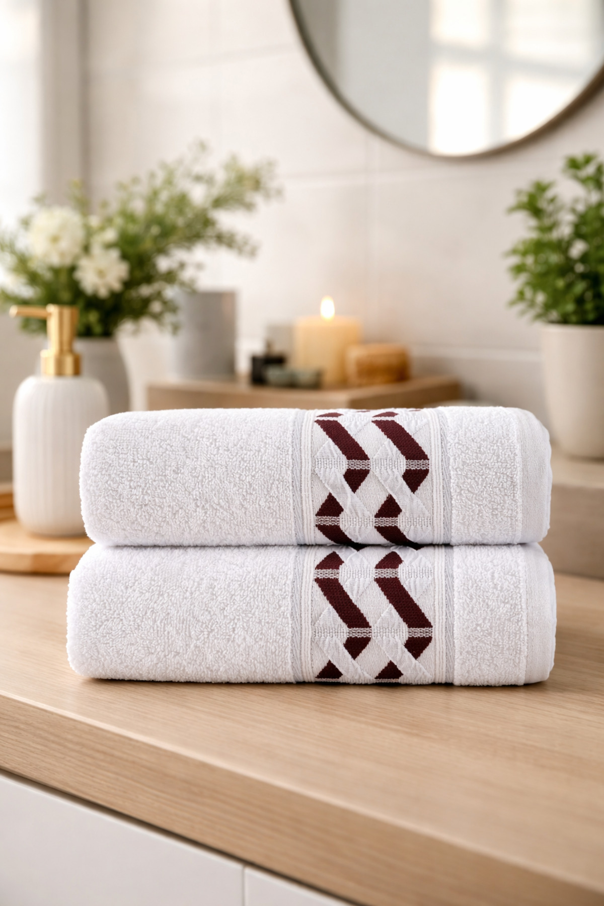100%Cotton Jacquard 2-Piece Hand , Face and Head Towel 55x100