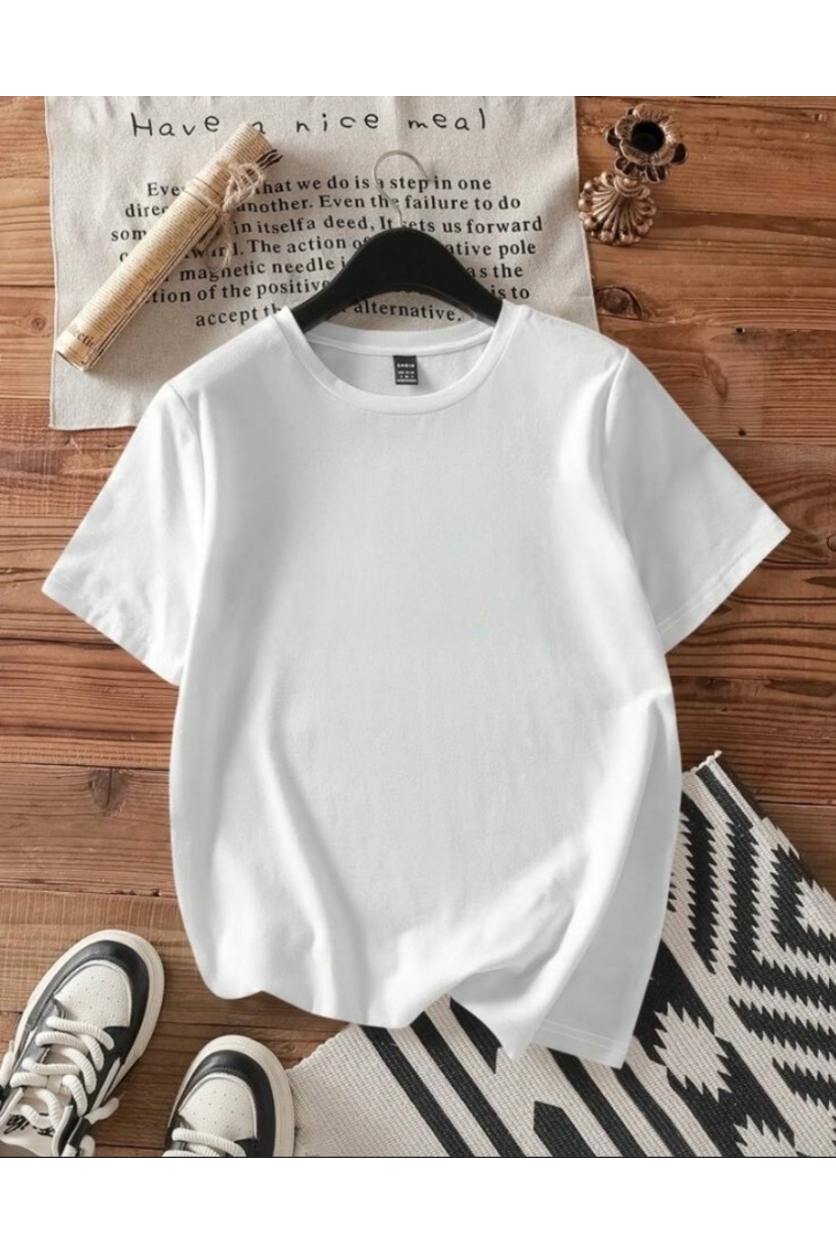 SANTAMİLA  3 lü Bordo Beyaz Siyah Düz T-shirt - Görsel 5
