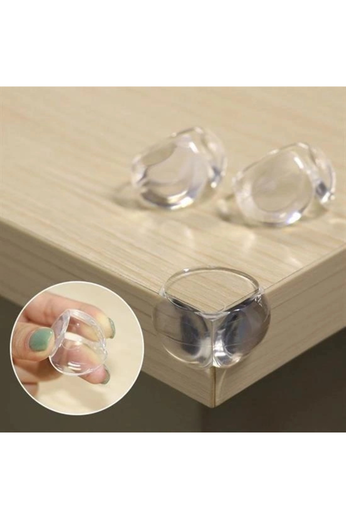 shopwave KRM Bebek Çocuk Yumuşak ve Esnek Dairesel Şeffaf Yapışkanlı Güvenlik Köşe Koruyucu (8 Adet) KRM fotoğrafı 4 (önizleme)