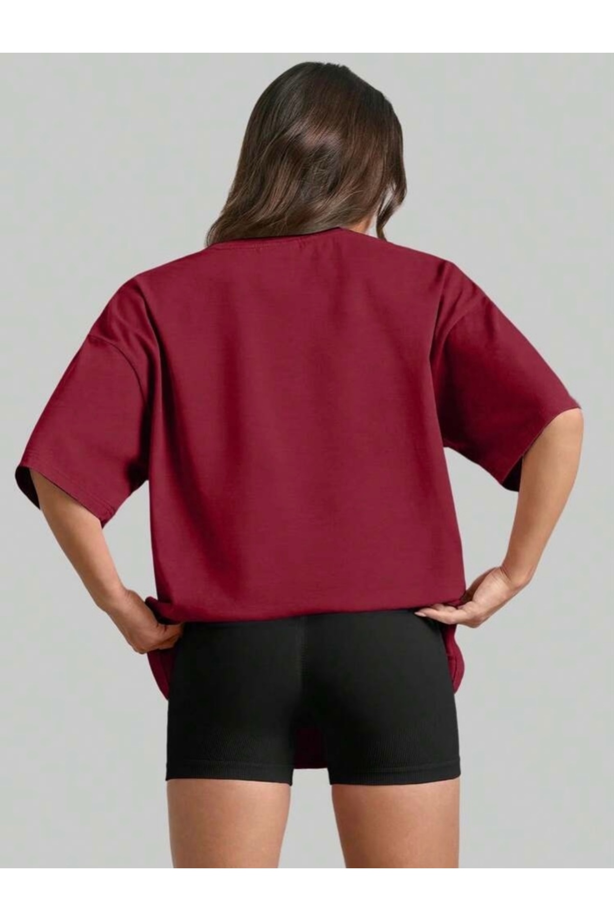 SANTAMİLA  3 lü Füme Bordo Siyah Düz T-shirt - Görsel 4