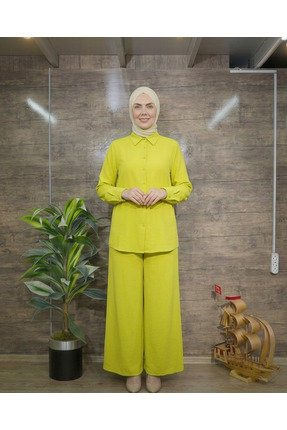 ALFU Moda Kadın Düğmeli Tunik ve Pantolon İkili Takım