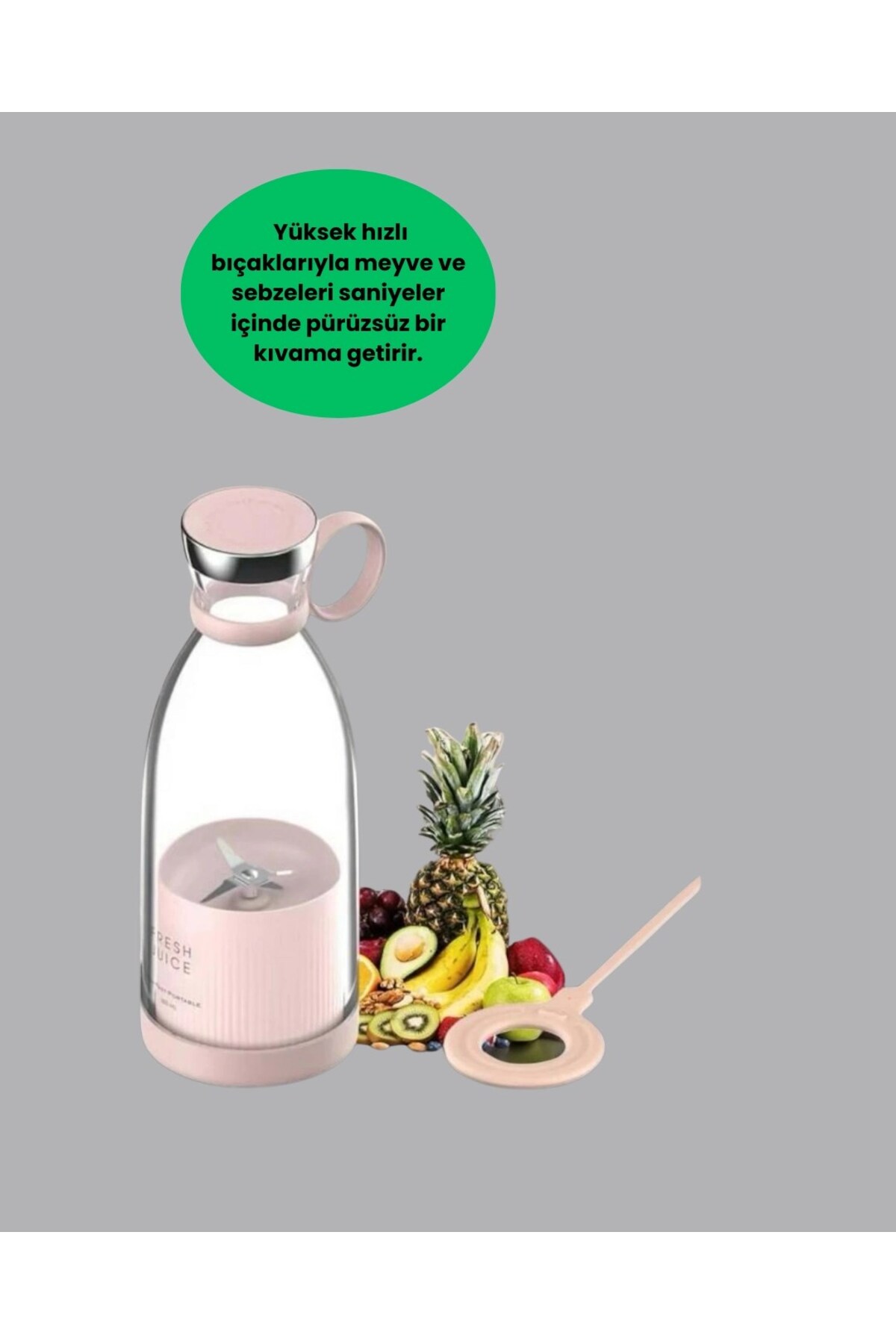 Pazarcan 4 Bıçaklı Gıda Sınıfı Paslanmaz Çelik Taşınabilir Blender fotoğrafı 5 (önizleme)