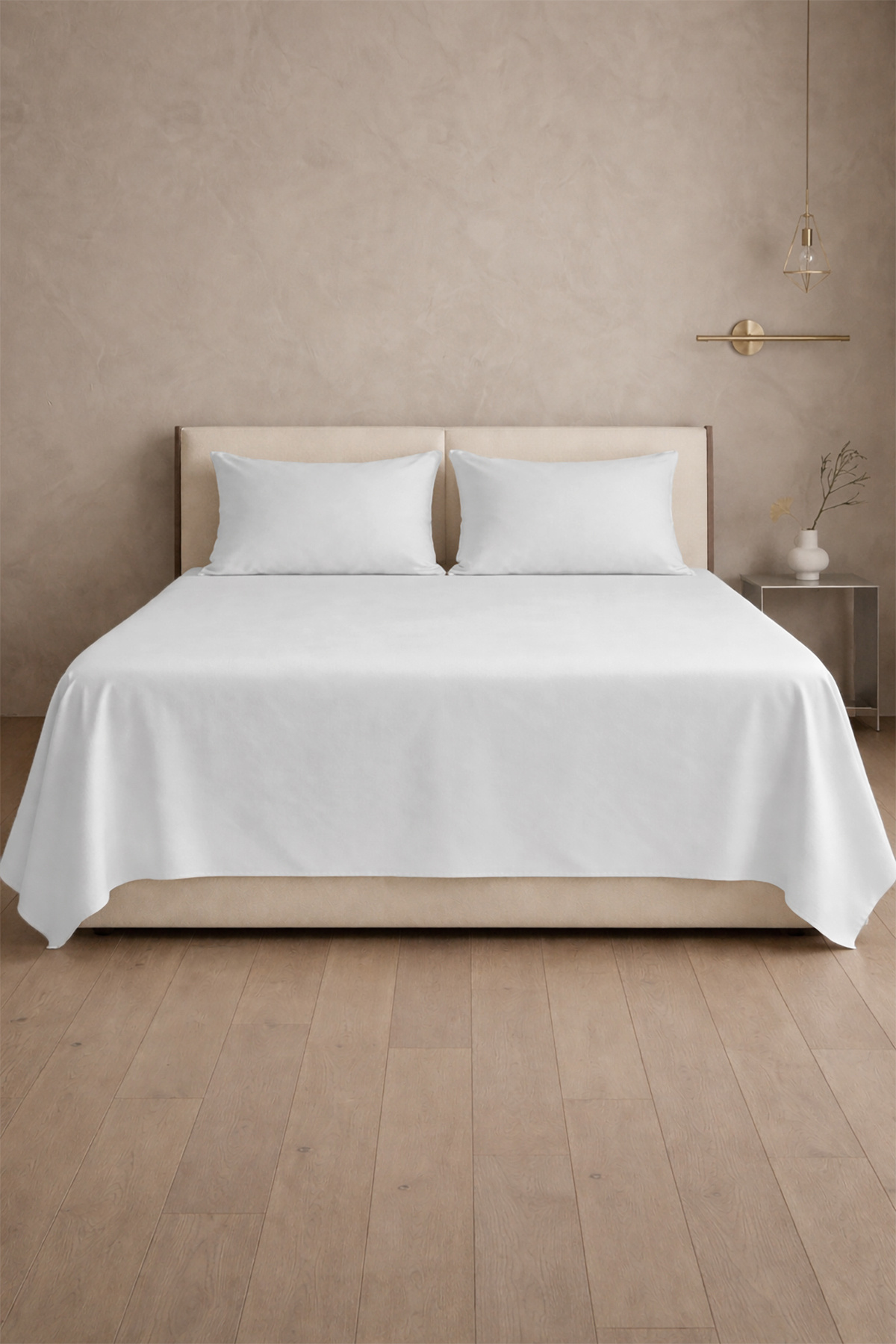 100% Cotton Satin 200 TC (80 Strands) Flat Sheet Set White