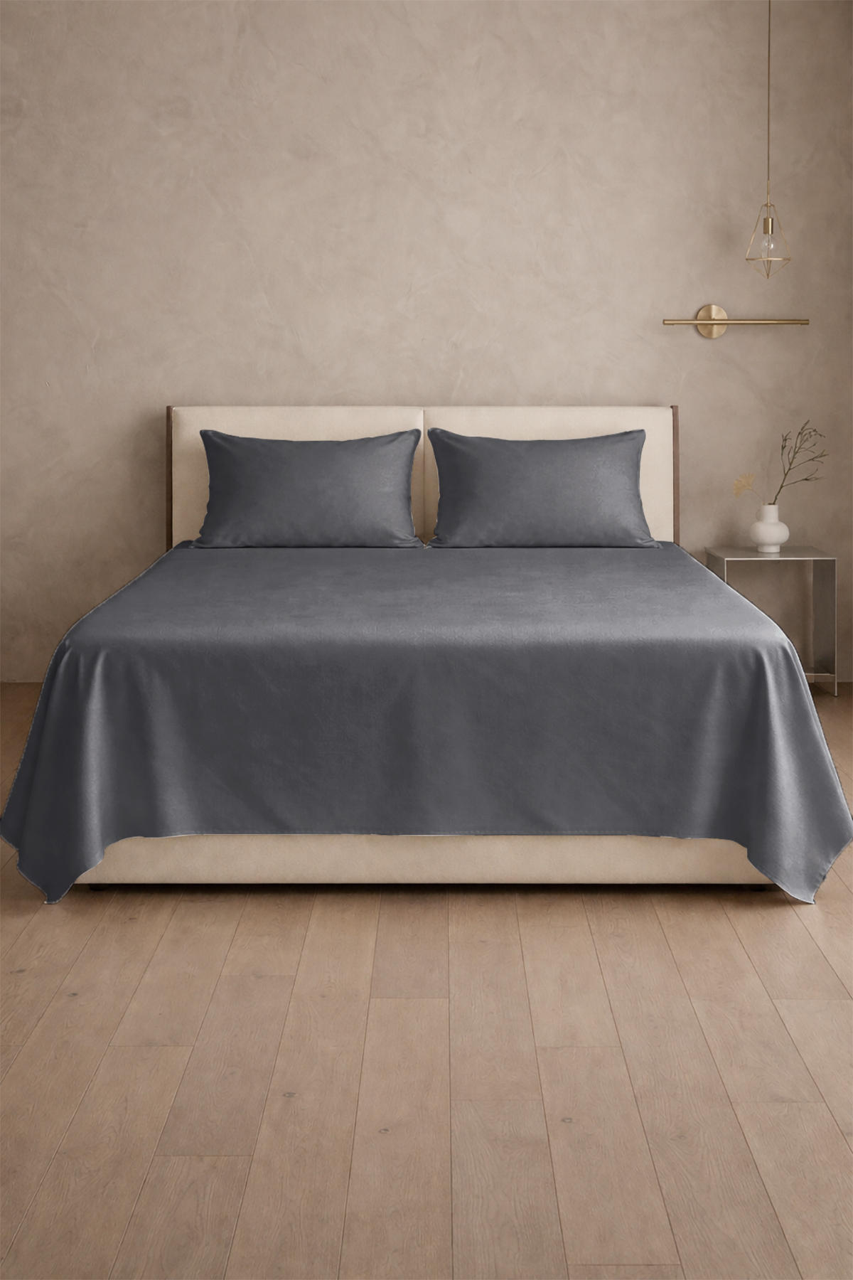 100% Cotton Satin 200 TC (80 Strands) Flat Sheet Set Smoked