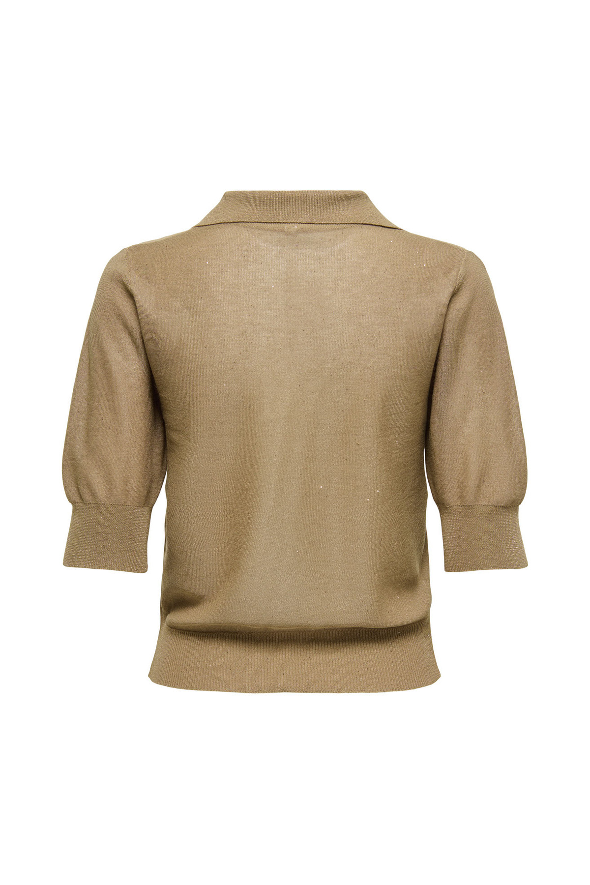 ONLY  Gömlek Yaka Normal Düz Açık Kahve Kadın Kazak ONLANE SS SEQUINS V-NECK CC KNT - Görsel 2