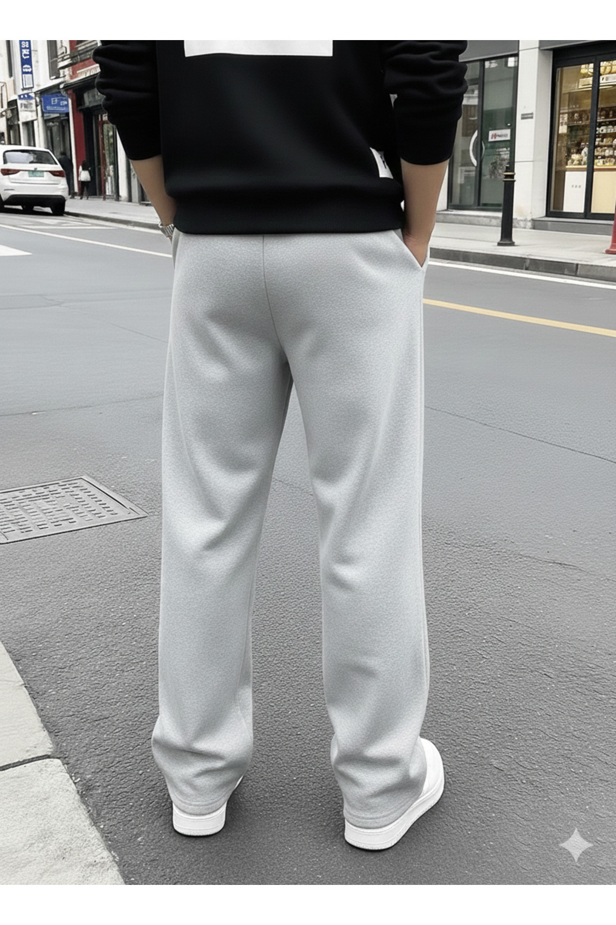 yx yustex sport  2’li Paket Erkek Mevsimlik Oversize Eşofman Altı Seti - Siyah & Gri Renk Seçeneği - Rahat Kalıp - Görsel 5