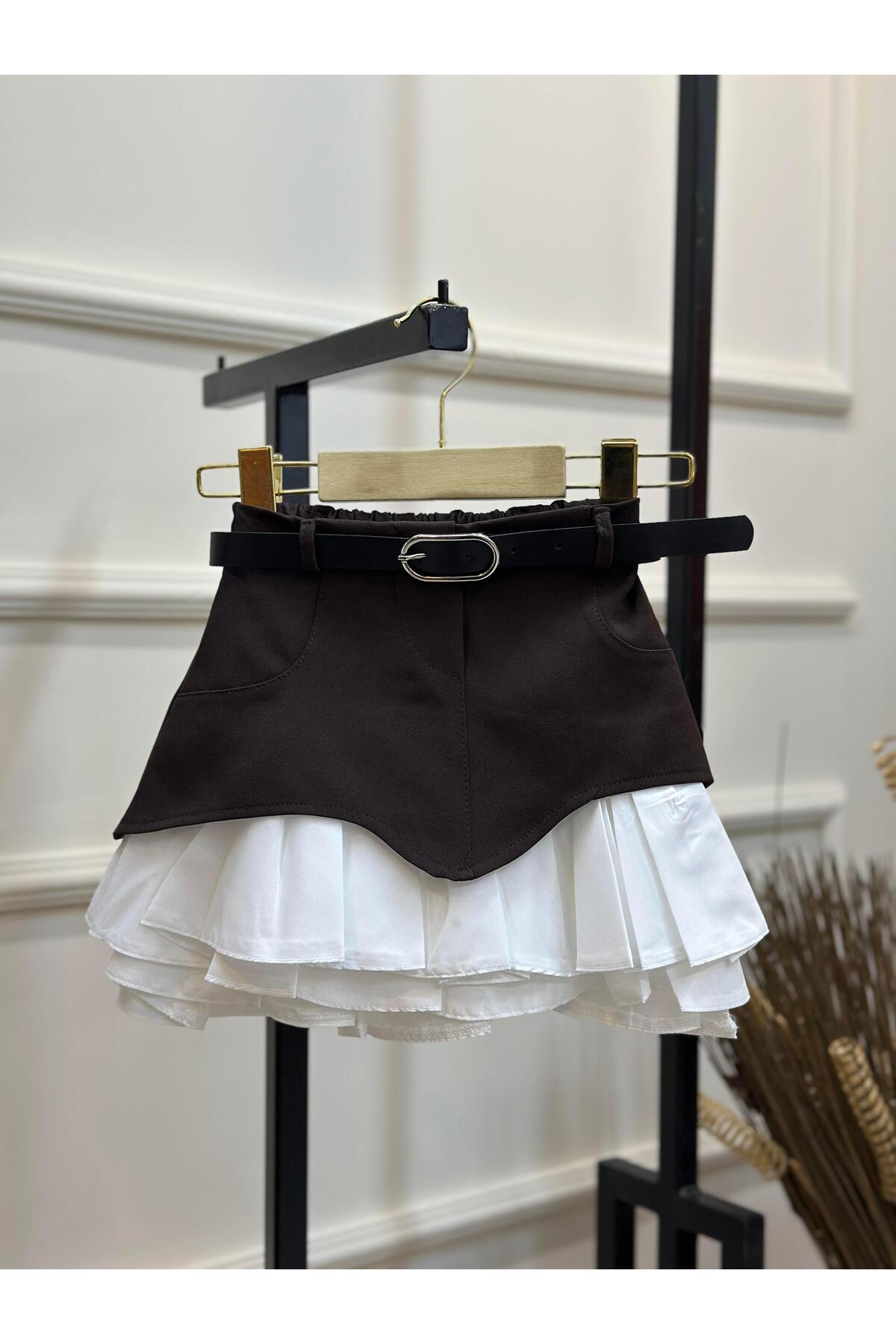 ArdenKids  3-7 Yaş Acı Kahve Kemer Detaylı Etek