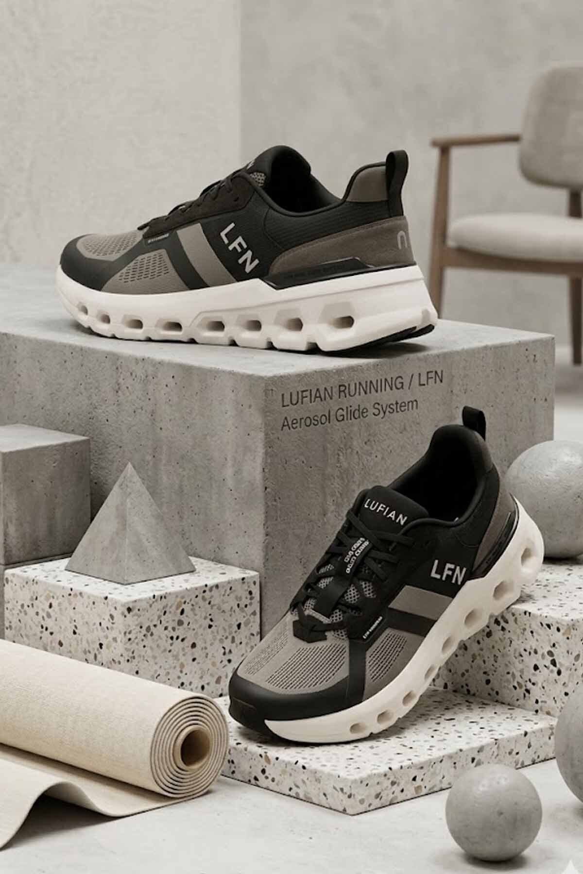 Lufian Erkek Siyah Gri Running Sneaker - Aerosol Glide System Hafif ve Rahat Koşu Yürüyüş Ayakkabısı görsel 6