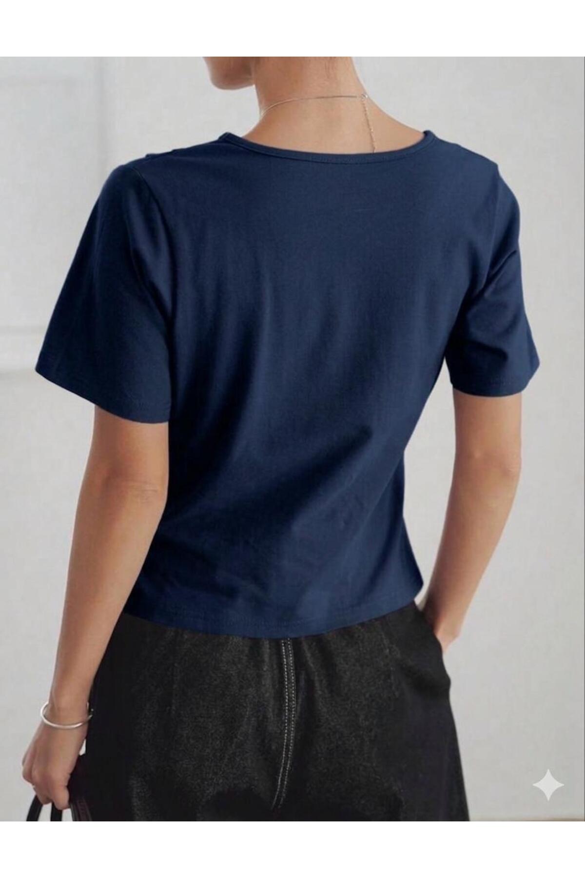 Trendyol Camicetta Donna Navy – Maniche Lunghe, Colletto Quadrato, Slim Fit, 96% Poliestere - 3