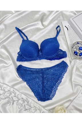 sirenniaboutique Mavi Dantelli Sütyen İç Çamaşır Takımı