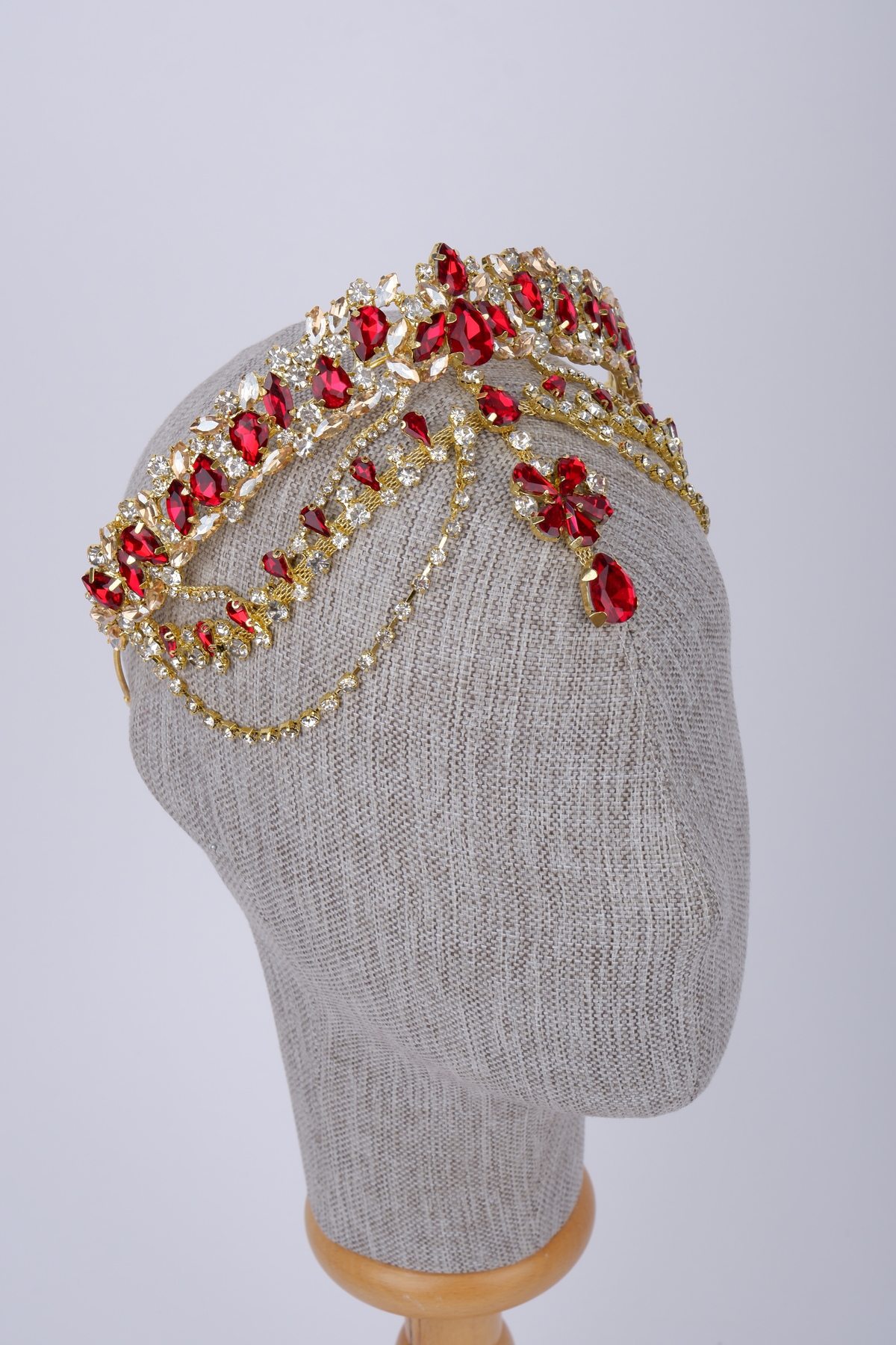 Charming Bride and Henna Crown with Crystal and Gemstone Forehead Chain Authentic Design
