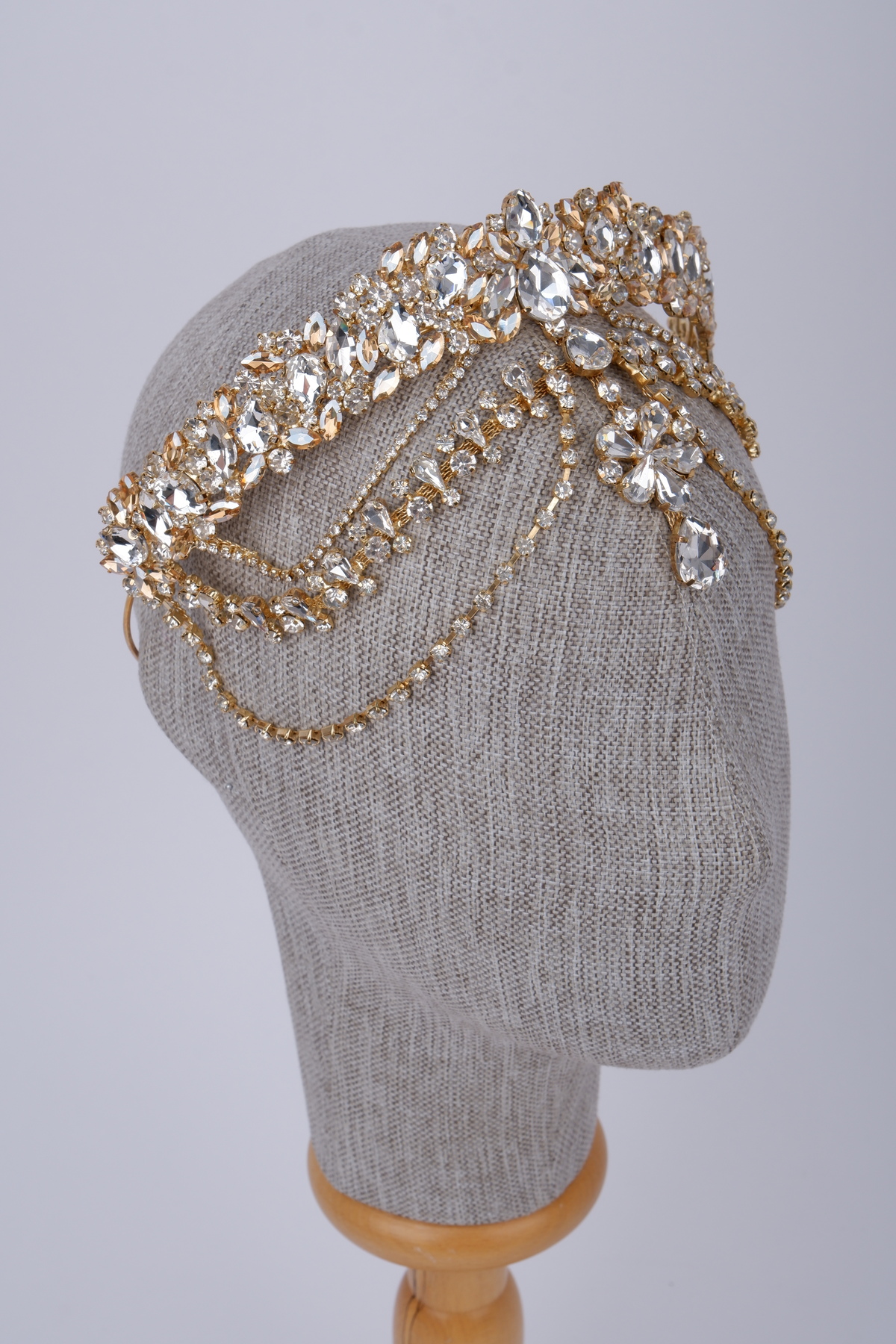 Charming Bride and Henna Crown with Crystal and Gemstone Forehead Chain Authentic Design