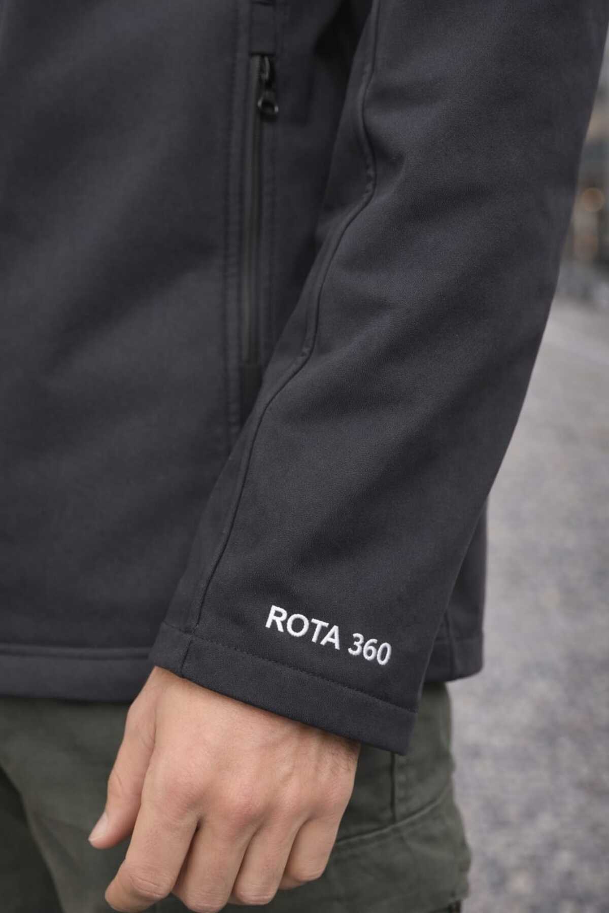 کاپشن مردانه مشکی Softshell مخصوص فضای باز با کلاه جداشونده، ضد آب — مشکی softnv — تصویر 5 از 7