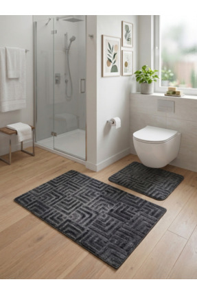 Geus Halı Banyo Paspas Seti 2'li Yumuşak Kaymaz Taban Makinada Yıkanabilir Le...