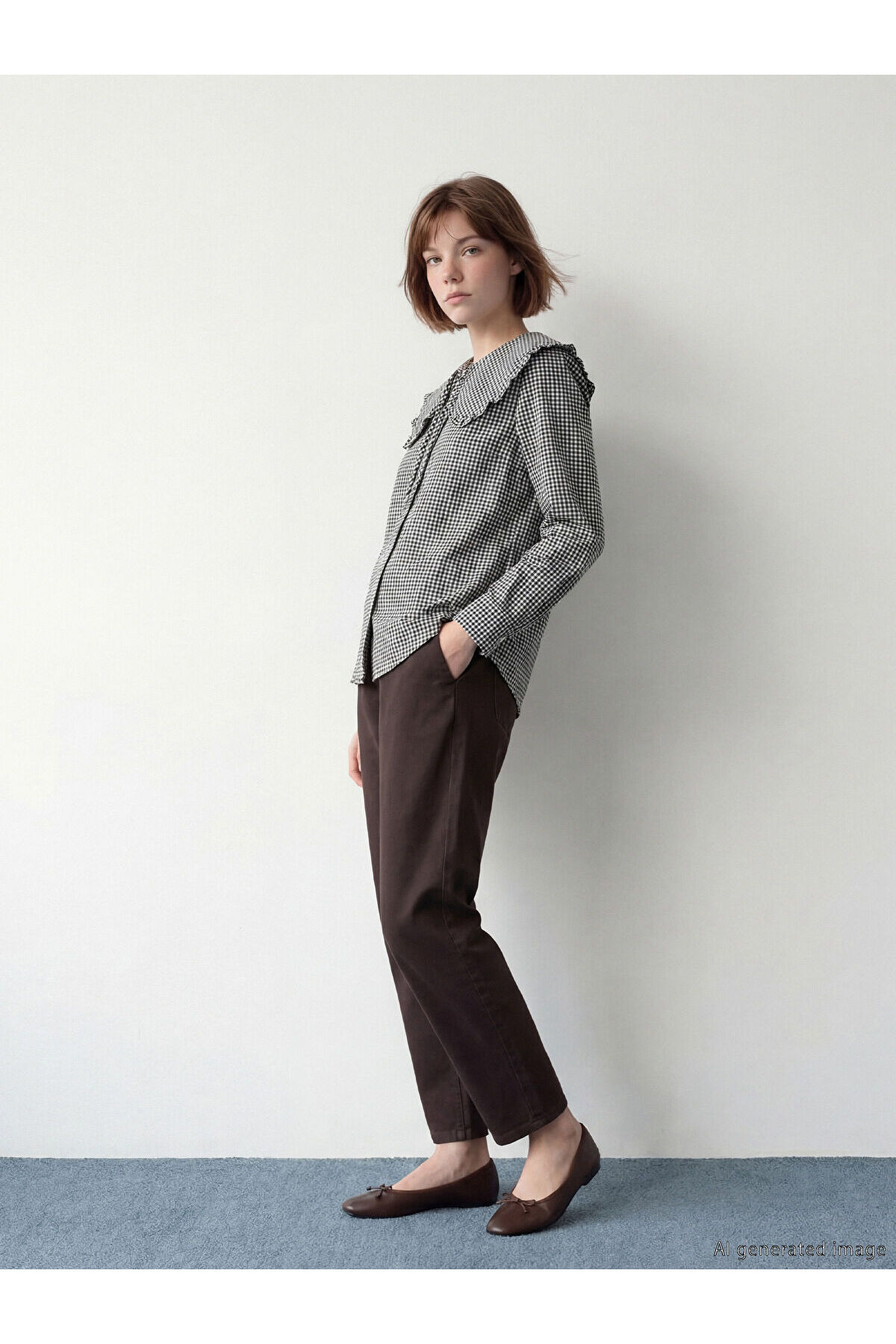 LC Waikiki Freezen Store'dan I Bebe Roba Yaka Kareli İşlemeli Kadın Gömlek fotoğrafı 5 (önizleme)