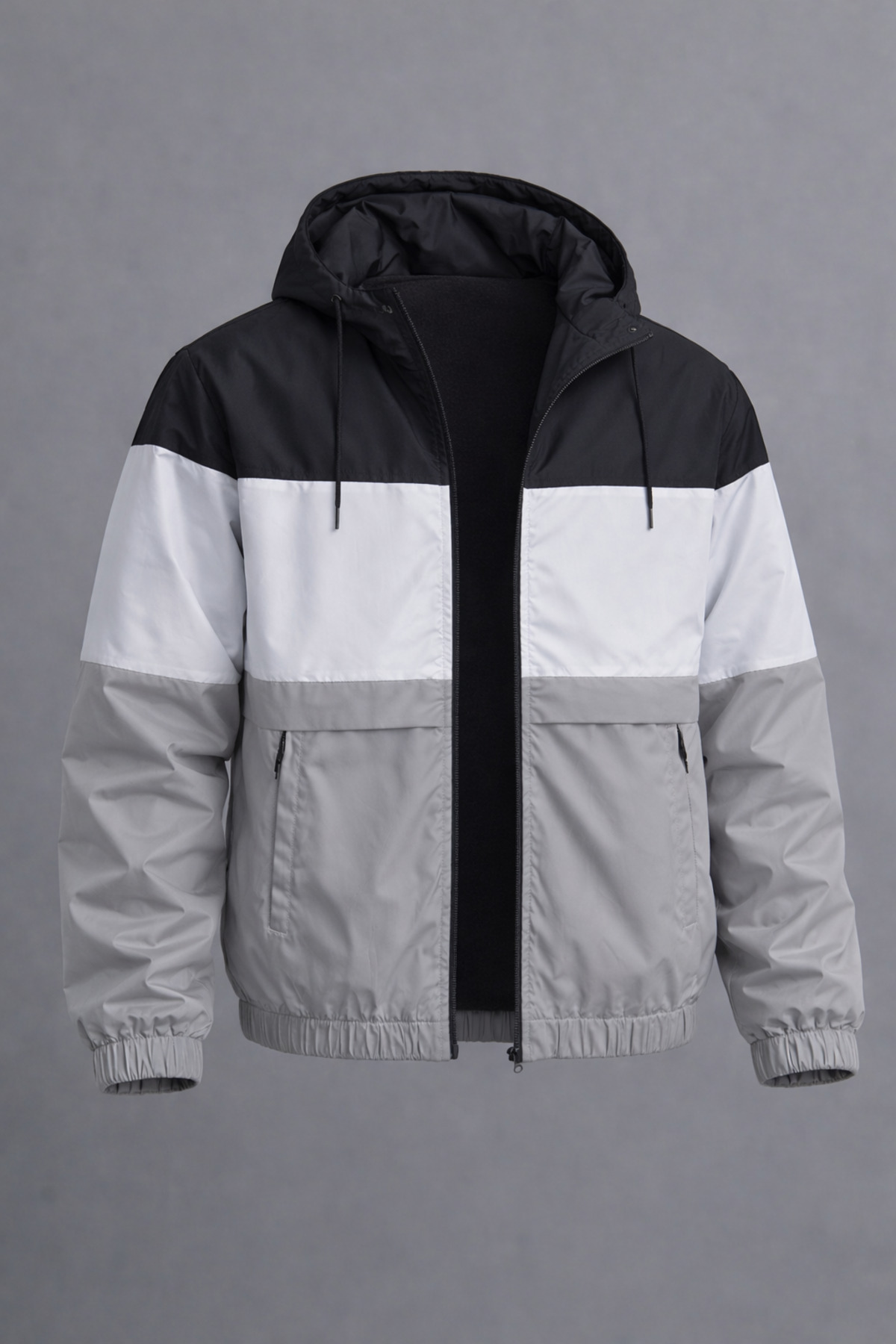 DAMGA JEANS  Erkek Trend Desenli Gri Fermuarlı Yağmurluk - Görsel 2