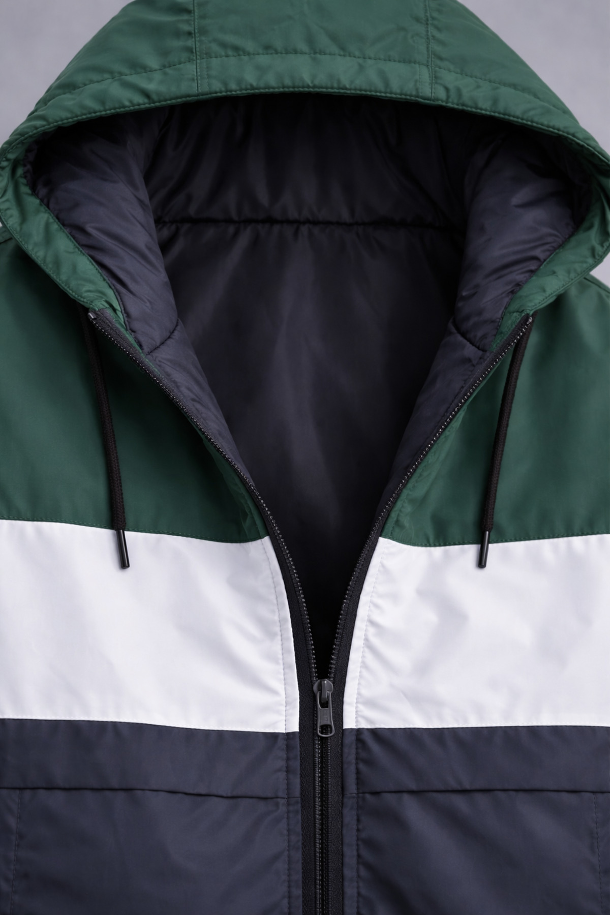 DAMGA JEANS  Erkek Trend Desenli Yeşil Fermuarlı Yağmurluk - Görsel 2