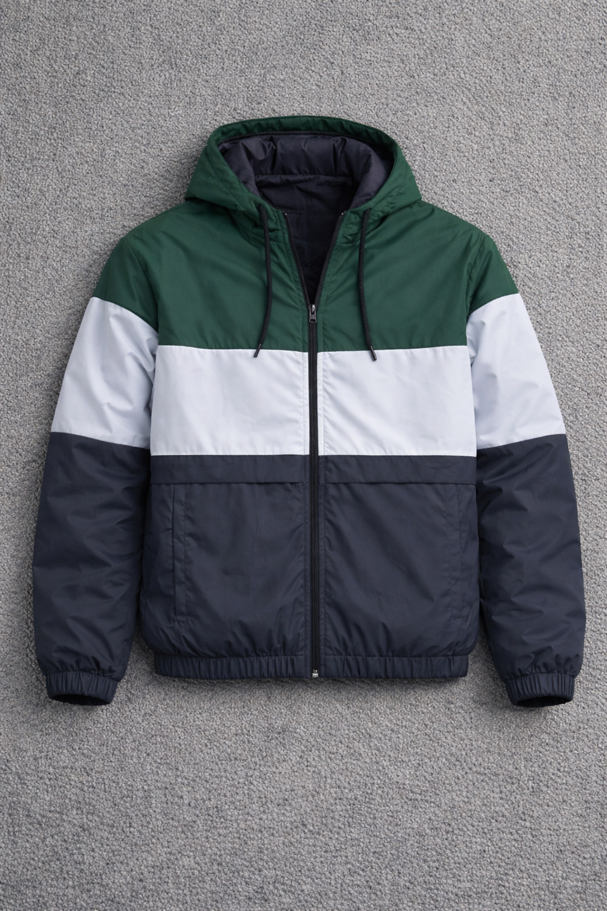 DAMGA JEANS  Erkek Trend Desenli Yeşil Fermuarlı Yağmurluk - Görsel 4