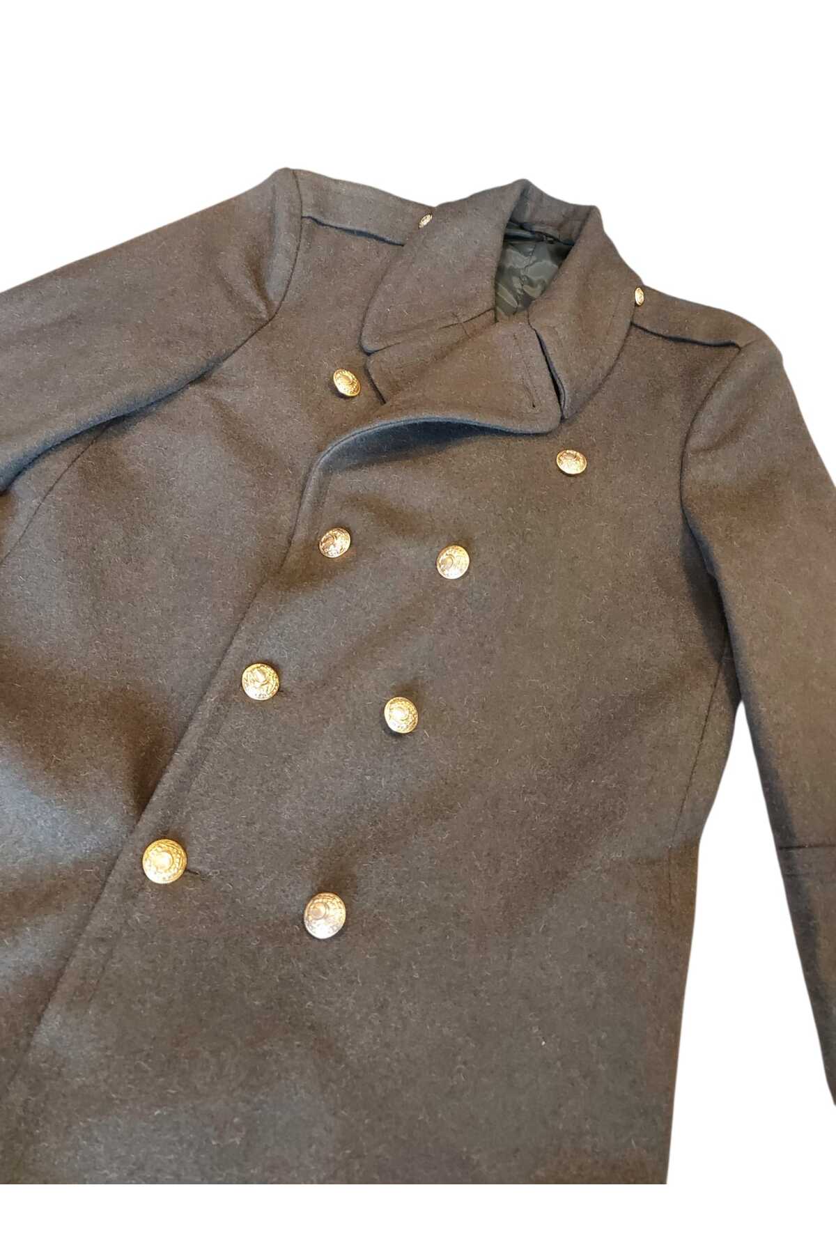 kho military design Türk Ordusu Yün Kaput Sb. (Apoletli) (48-B/ M-L Beden) Sıfır Ürün (Arka Kısmı Düz Model) görsel 2