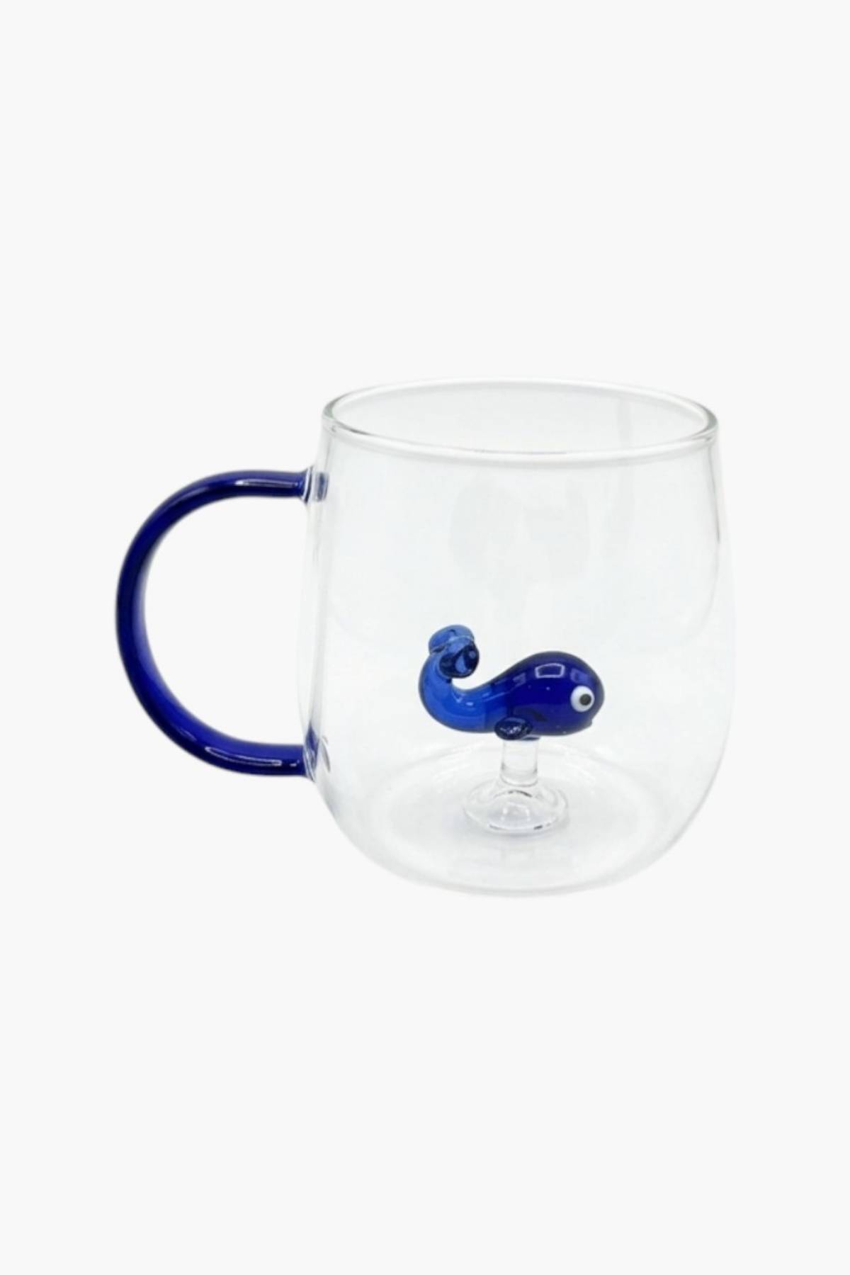 Borosilicate Glass Mug with Figure 350 ml - Colored Cup with Handle - Handmade Presentation Mug with Glass Figure