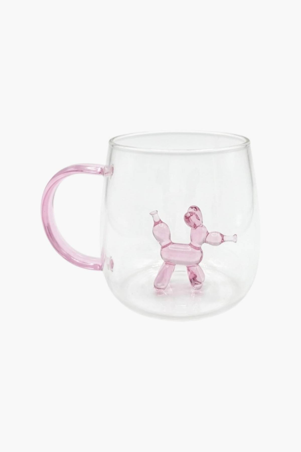 Borosilicate Glass Mug with Figure 350 ml - Colored Cup with Handle - Handmade Presentation Mug with Glass Figure