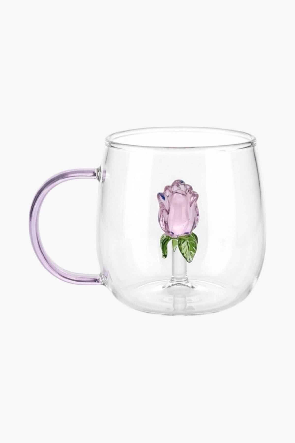 Borosilicate Glass Mug with Figure 350 ml - Colored Cup with Handle - Handmade Presentation Mug with Glass Figure