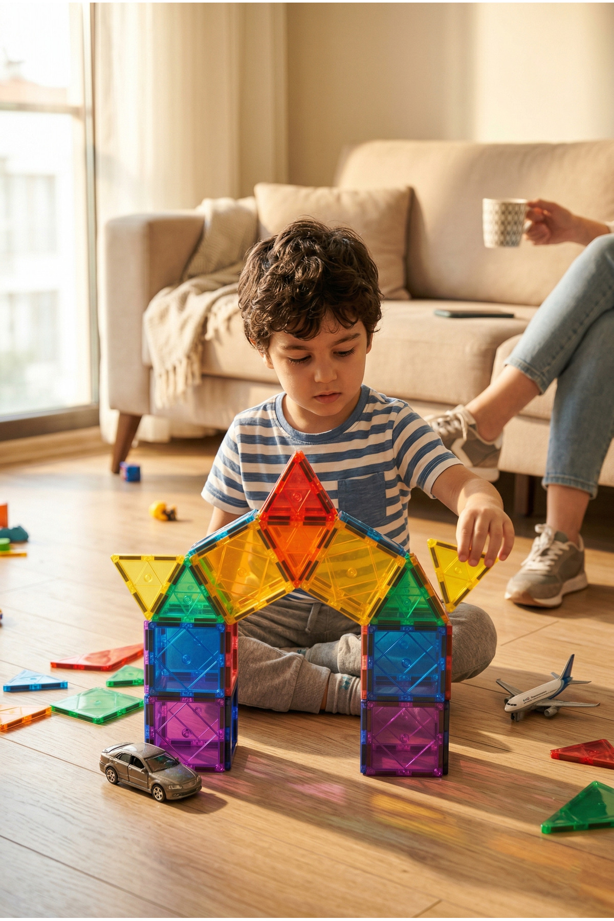 DENAPCAL Manyetik Yapı Blokları 55 Parça Mıknatıslı Bloklar 3+ Yaş Eğitici Oyuncak, Manyetik Oyuncak fotoğrafı 4 (önizleme)