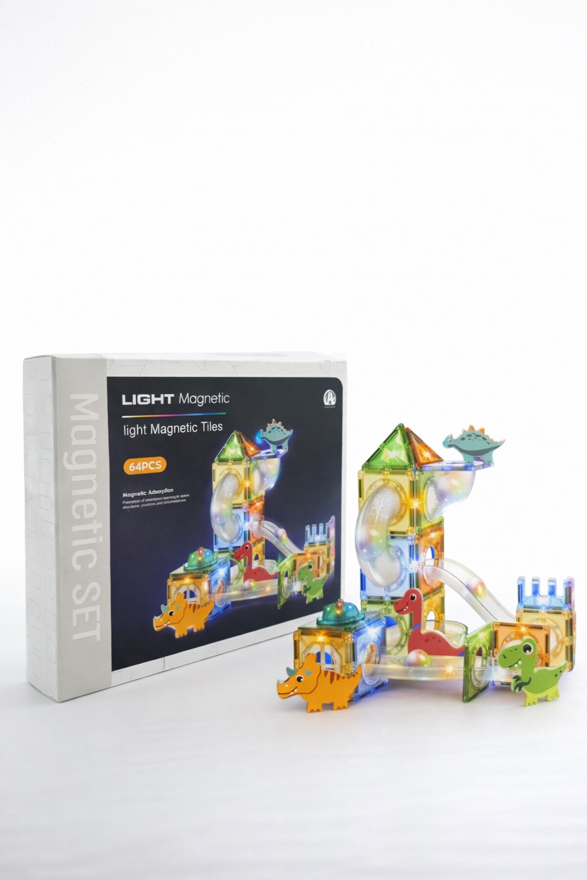 TOYFEST Magnetic Işıklı Manyetik Blok 64 Parça Dinozor Temalı Yapı Oyuncak Seti 3+ Eğitici Zeka Oyunu fotoğrafı 2 (önizleme)