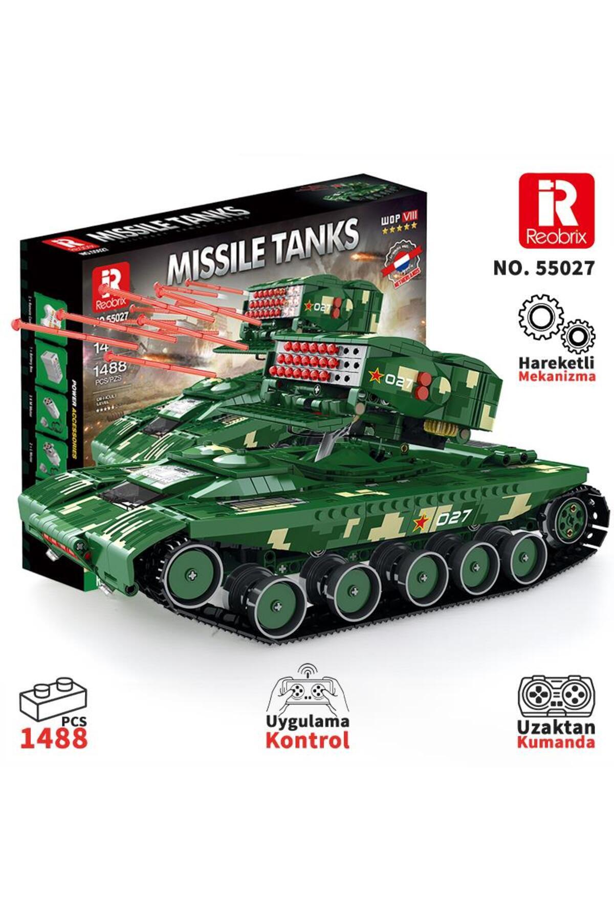 トップス chieko + shiny tank REOBRIX 55027 Füze Tank Kumandalı&Motorlu Yaratıcı Yapı Blok Seti