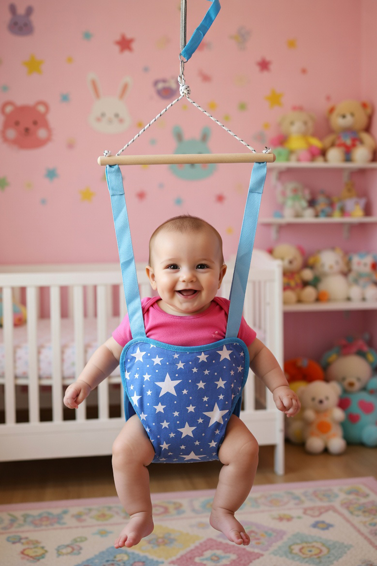 Bundeba Çocuk Hoppala Zıp Zıp Bebek Salıncağı ve Hoppala Yaylı Salıncak Zıpzıp Yürüteç Mavi Yıldızlı fotoğrafı 3 (önizleme)