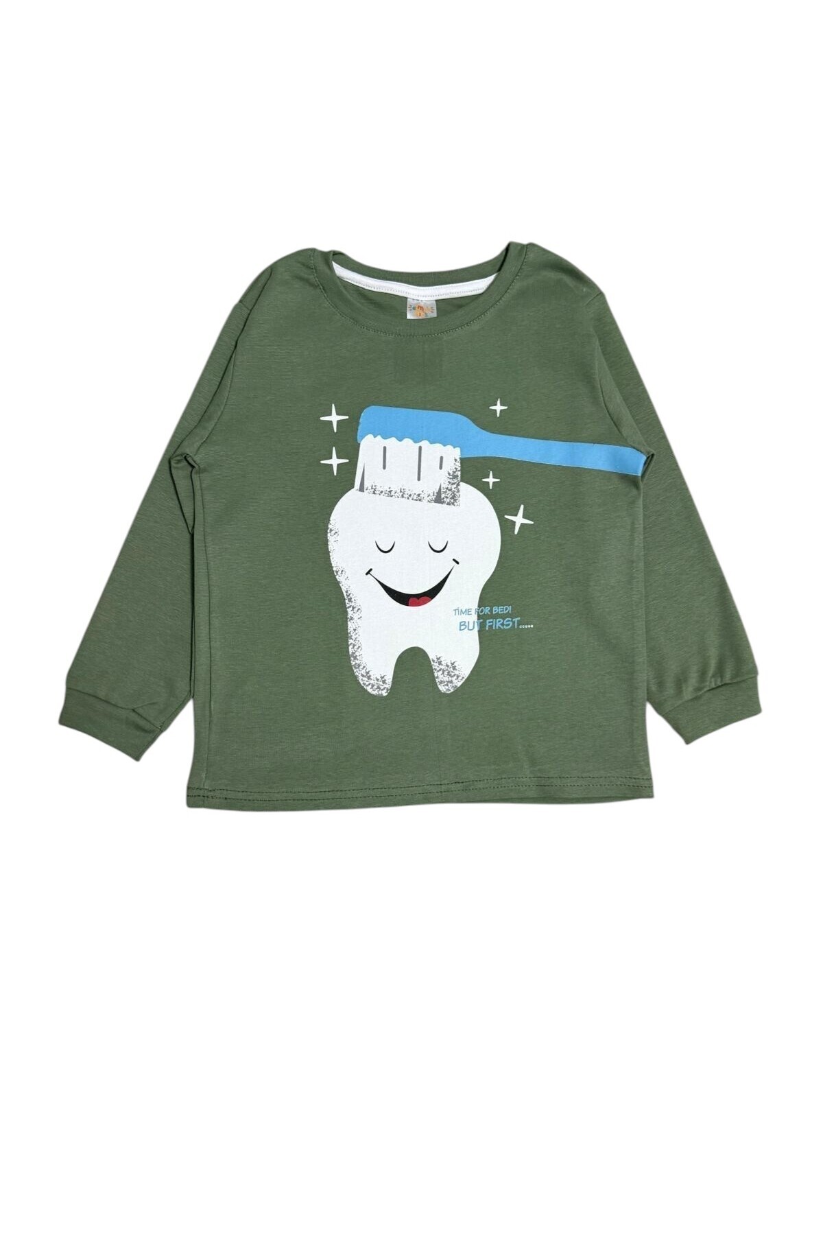 Fil Kids Erkek Çocuk %100 Pamuklu Haki Renk Diş Ve Fırçası Desenli Uzun Kollu Kışlık İnterlok Pijama Takımı fotoğrafı 5 (önizleme)