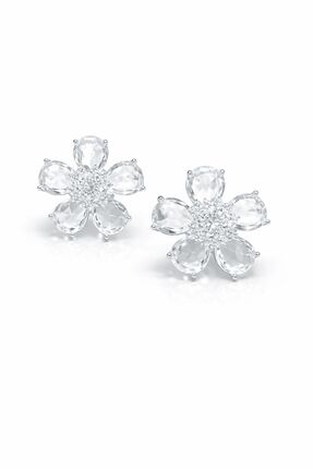 Mina & Co. Accessories Xuping Çiçek Formlu Zirkon Taşlı Silver Küpe – Işıltıl...