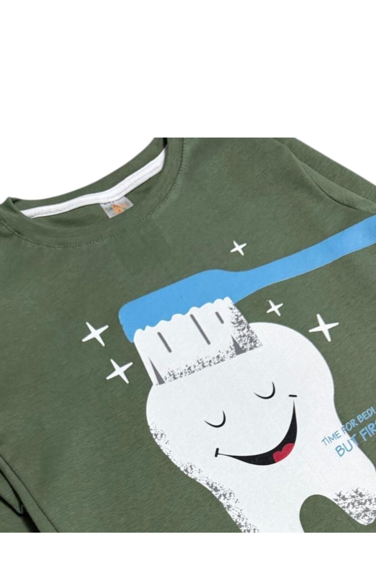 Fil Kids Erkek Çocuk %100 Pamuklu Haki Renk Diş Ve Fırçası Desenli Uzun Kollu Kışlık İnterlok Pijama Takımı fotoğrafı 2 (önizleme)