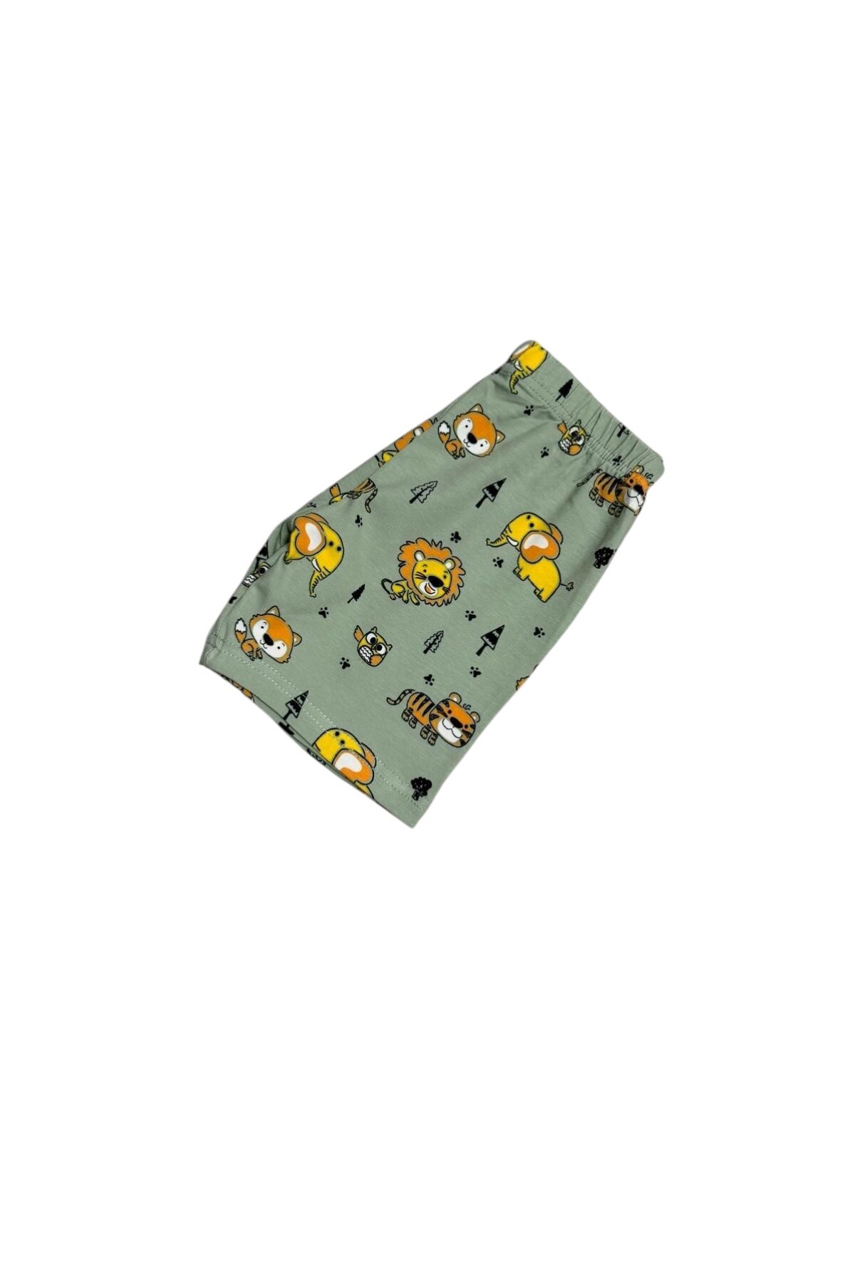 Fil Kids Erkek Çocuk %100 Pamuklu Yeşil Aslan Desenli Düğmeli Kısa Kollu Şortlu İnterlok Yazlık Pijama Takımı fotoğrafı 5 (önizleme)