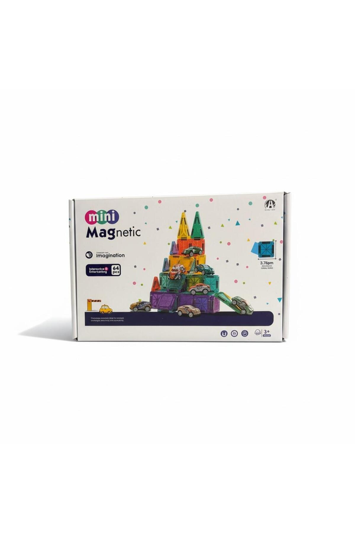 BuradaBuldun Mini Magnetic Imagination 64 Parça Arabalı Manyetik Blok Seti fotoğrafı 4 (önizleme)
