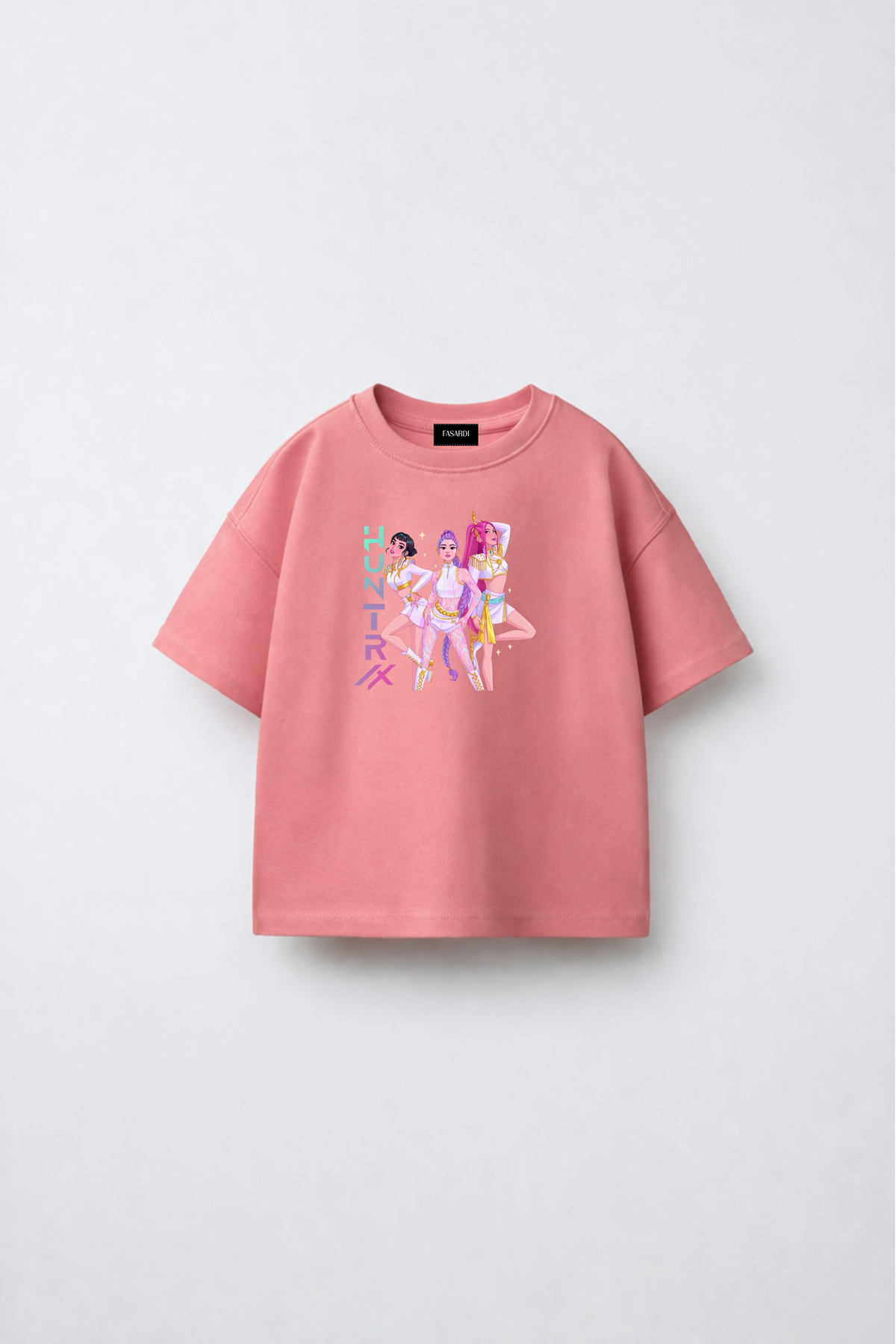 Kpop Demon Hunters Huntrix Zoey Rumi Mira Printed Oversize 100% Cotton Short Sleeve Girls T-Shirt
