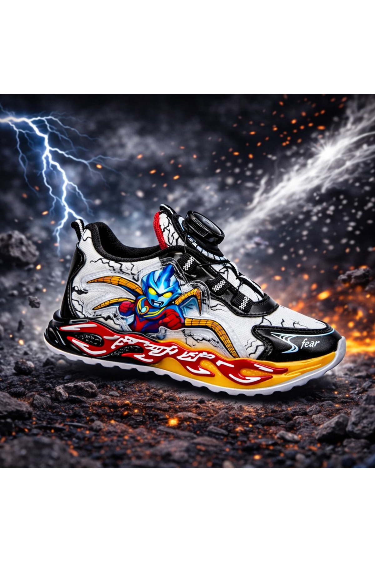 ZACOZ Erkek Çocuk Akıllı Bağcıklı Ateş Desenli Spor Sneaker