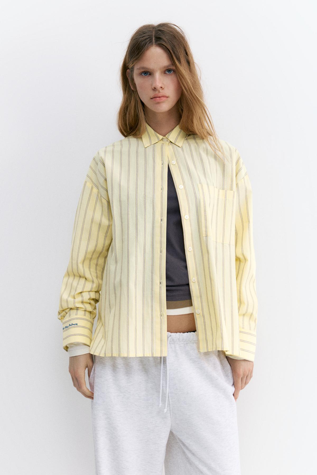 Pull & Bear  Sarı çizgili gömlek - Görsel 2