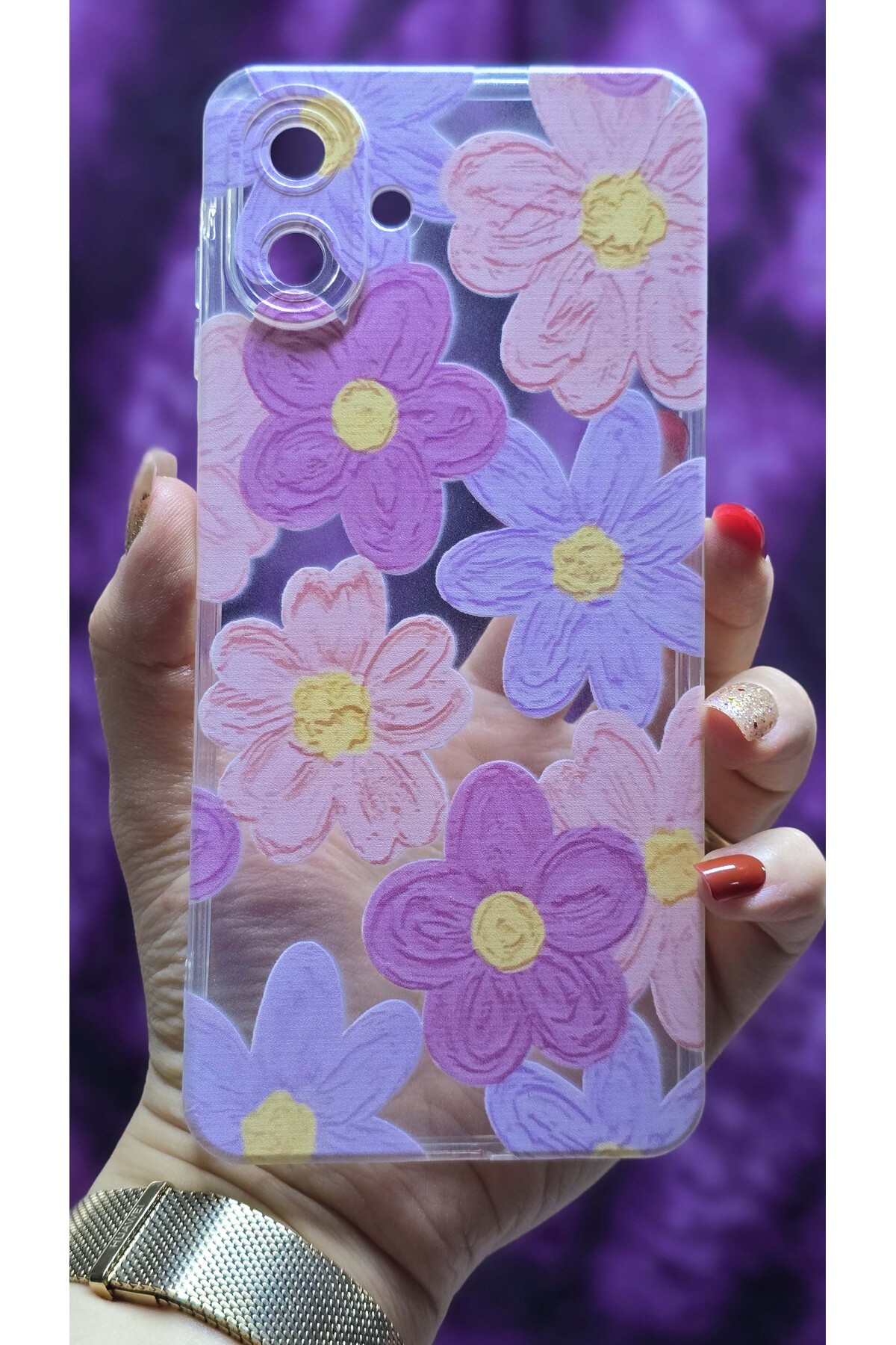 Transparent Silicone Phone Case with Pastel Color Pattern Compatible with Samsung Galaxy A07