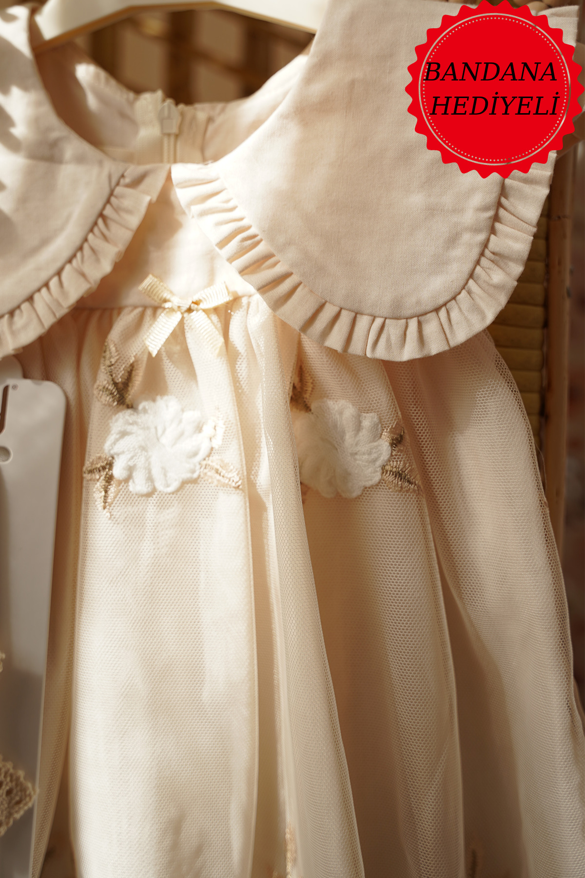 ALYRA Kız Bebek Elbise Kısa Kollu Bebe Yaka Vintage Çiçekli Doğum Günü Özel gün Parti Günlük Elbise fotoğrafı 6 (önizleme)