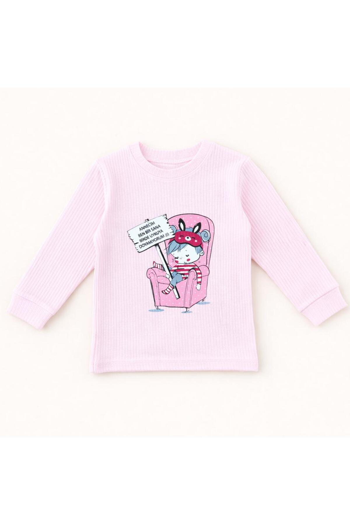 Cankuş Annecim Ben Bir Sana Birde Uykuya Doyamıyorum Pijama Takım 1Yaş-2Yaş-3Yaş fotoğrafı 2 (önizleme)