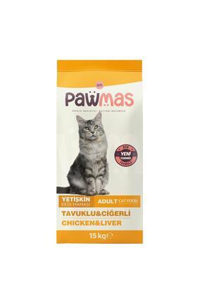 Pawmas Tavuklu Ciğerli Yetişkin Kedi Maması 15kg