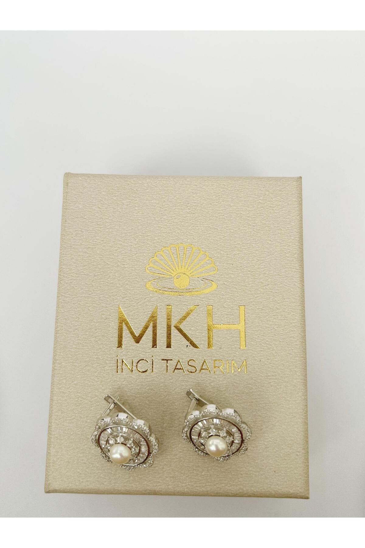 Gerçek İncili Zarif Desenli Gümüş Küpe / Hediye Küpe / Sevgiliye Hediye - 3